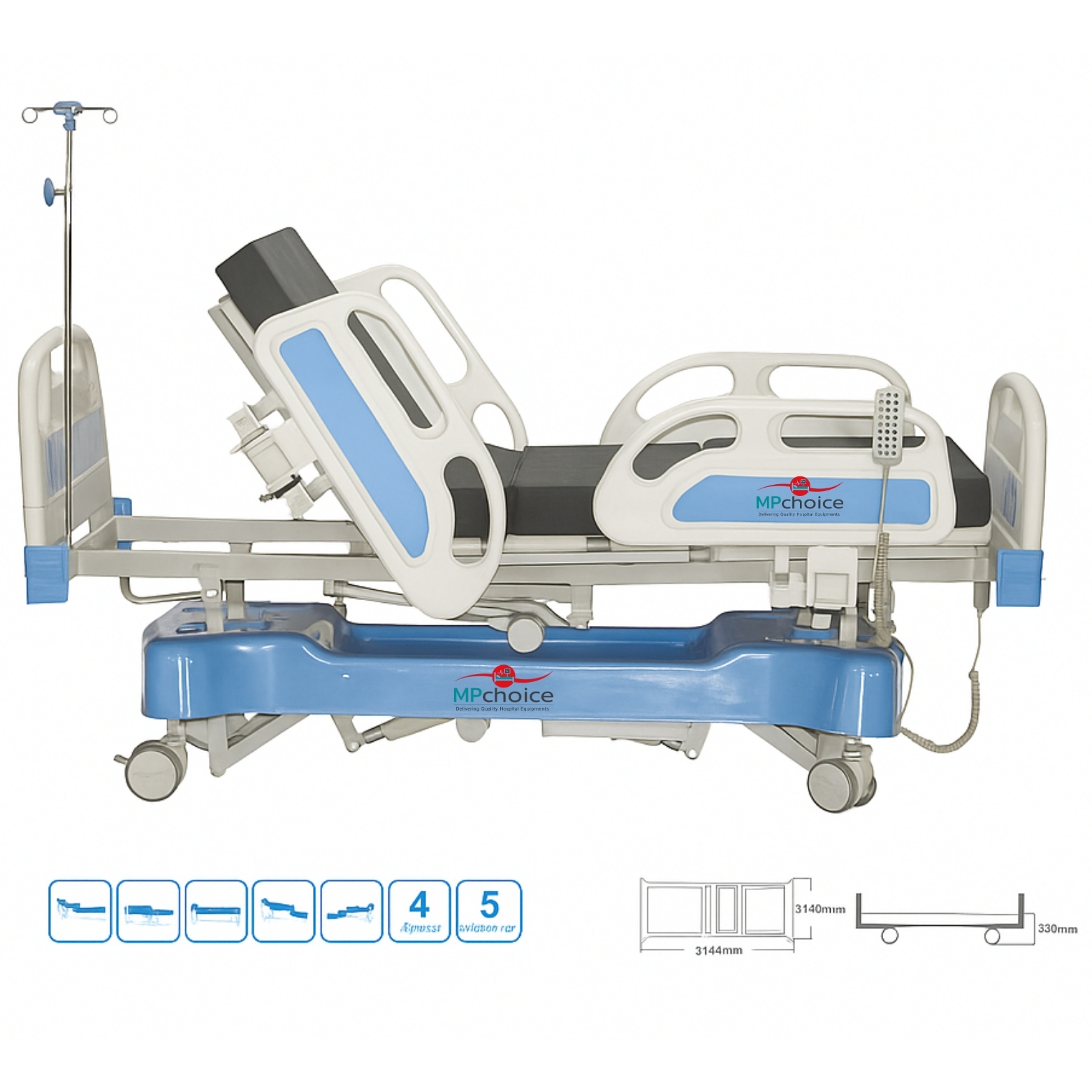 Five Functions Electric ICU Bed MP Manufacturers in Delhi